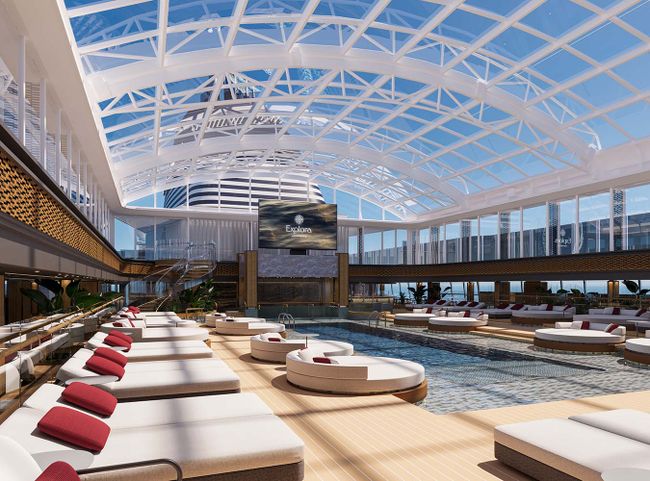 © Explora Journeys Der Wintergarten mit Pool & Bar