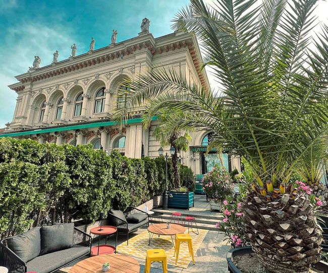 © Johann im Park Sommerliche Sitzgelegenheiten unter Palmen